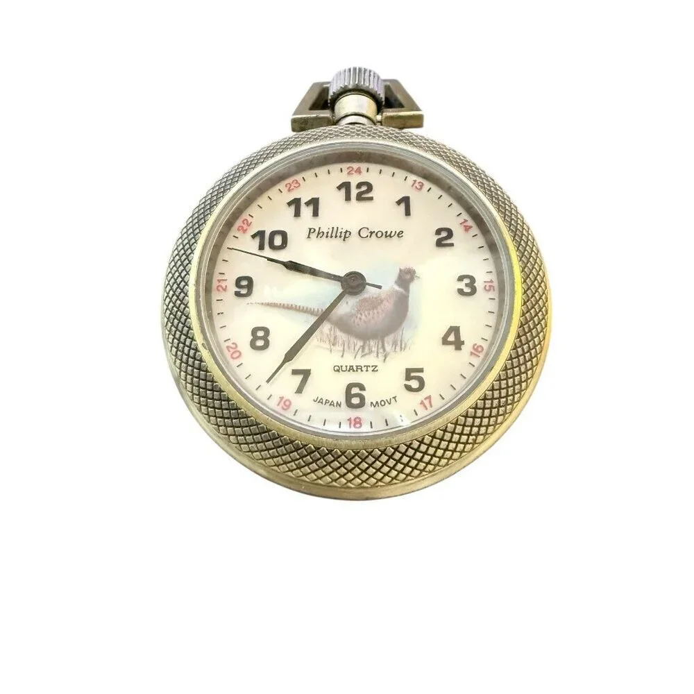 Phillip Crowe Majesti Co. Men’s Pocket Watch With Brown Leather Carrying Case